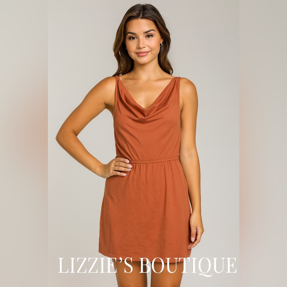 NWT Lizzie’s Boutique Sleeveless Midi Dress in Rust